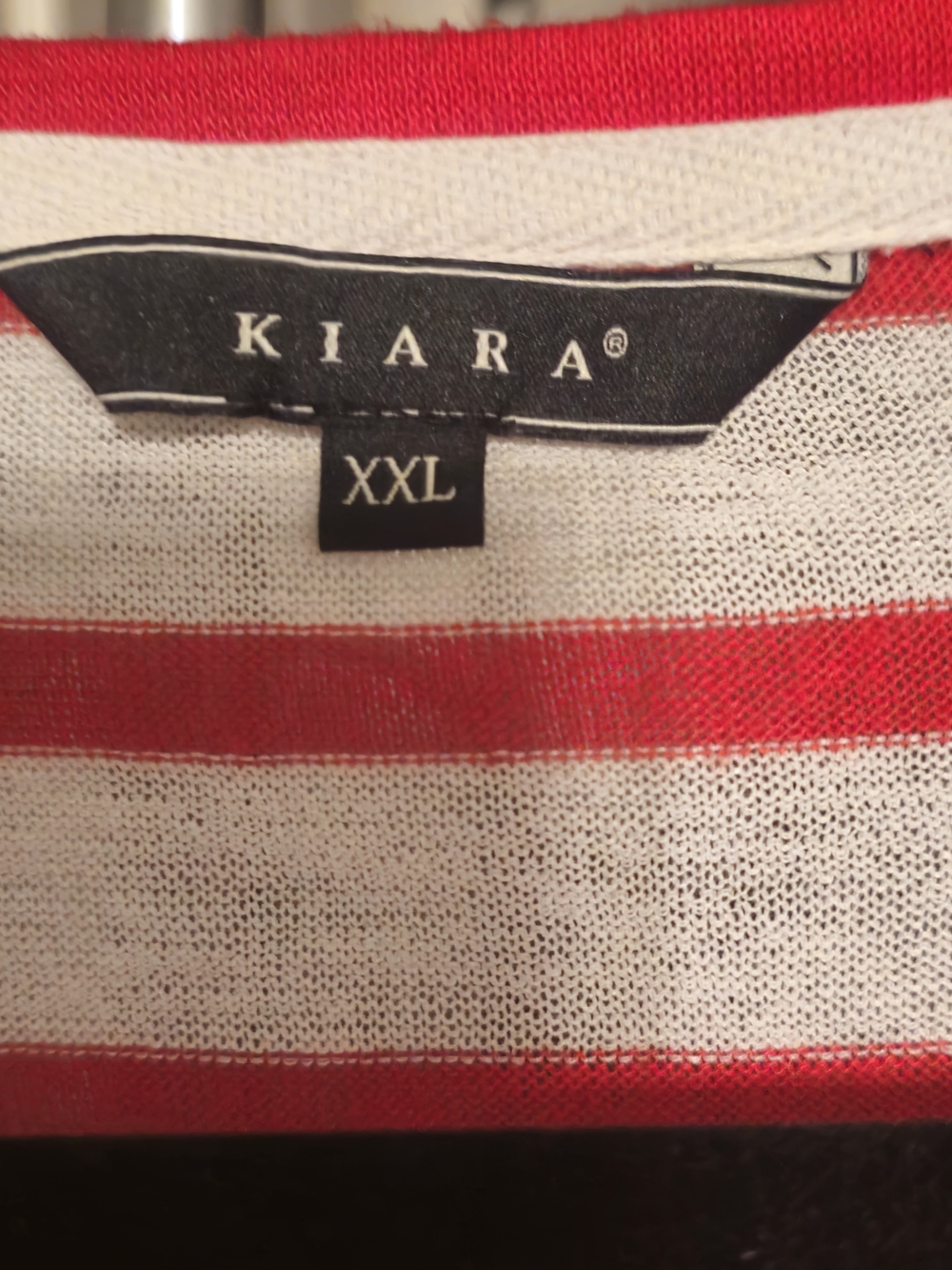 Kiara Red & White Striped Woman's Long Sleeve Top - Kiara
